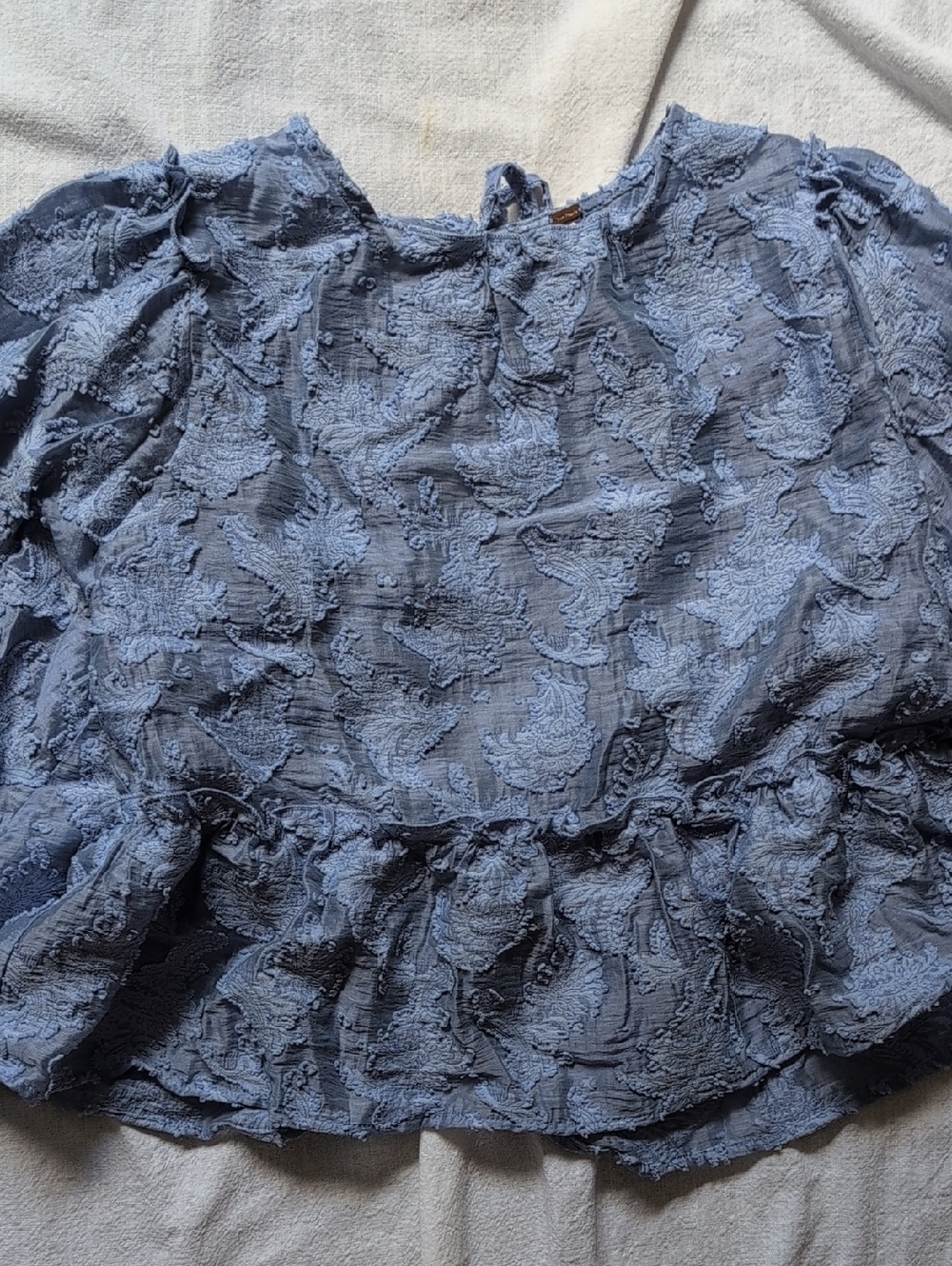 Free People Puff Sleeve Open Back Top